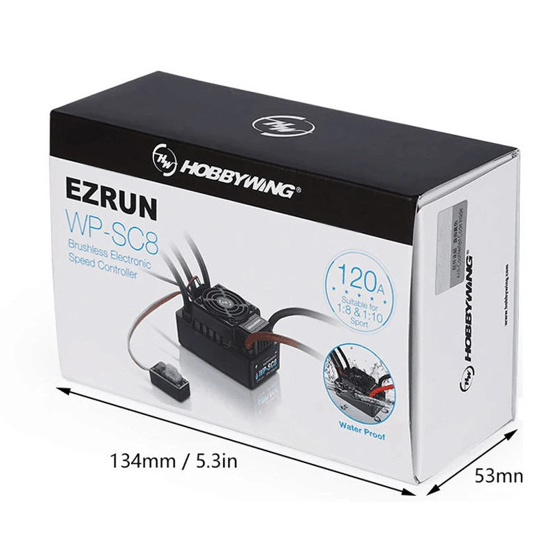 Контроллер скорости Hobbywing EZRUN WP SC8 120A водонепроницаемый бесщеточный ESC для