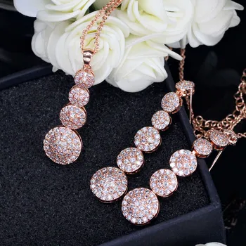 Bilinclor rose gold round full filled cubic zirconia necklace and earrings wedding jewellery set bridal jewelry
Bilinclor rose gold round full filled cubic zirconia necklace and earrings wedding jewellery set bridal jewelry