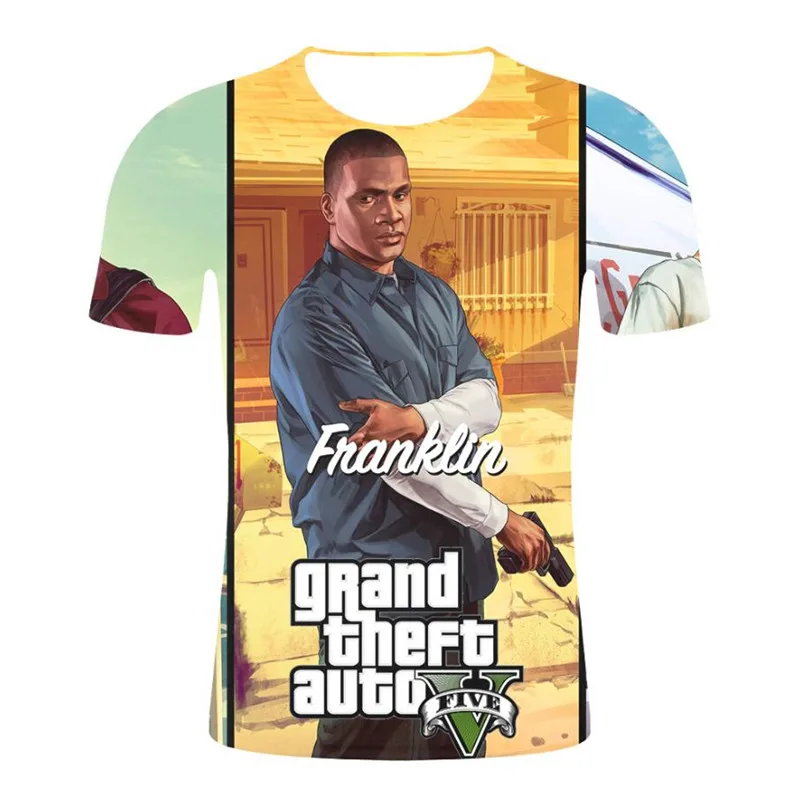 Grand Theft Auto Game GTA 5 Men Summer T-Shirts Cool GTA5 Men TShirt Colorful Print T-shirt in Couples Tee Shirt Funny Clothing
Grand Theft Auto Game GTA 5 Men Summer T-Shirts Cool GTA5 Men TShirt Colorful Print T-shirt in Couples Tee Shirt Funny Clothing