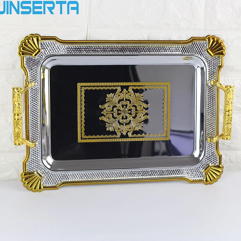 JINSERTA Metal Serving Tray Jewelry Display Plate Dessert Fruit Cake Plate with Handle for Home Hotel Cafe Party Wedding
JINSERTA Metal Serving Tray Jewelry Display Plate Dessert Fruit Cake Plate with Handle for Home Hotel Cafe Party Wedding