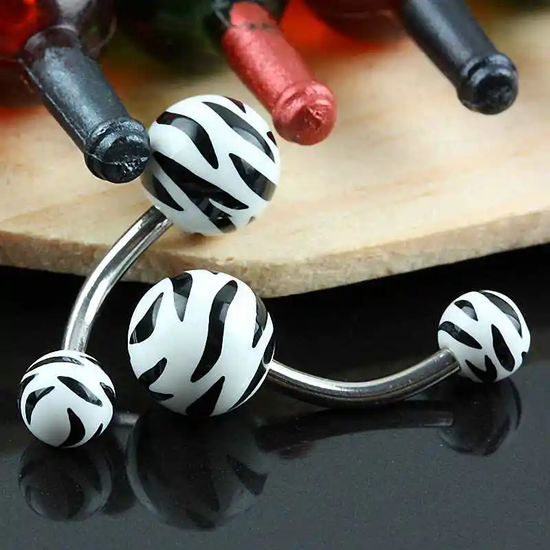TUMBEELLUWA 1Lot (2Pc) White Black Zebra Stripe UV Stainless Steel Barbell Belly Piercing Navel Ring
TUMBEELLUWA 1Lot (2Pc) White Black Zebra Stripe UV Stainless Steel Barbell Belly Piercing Navel Ring