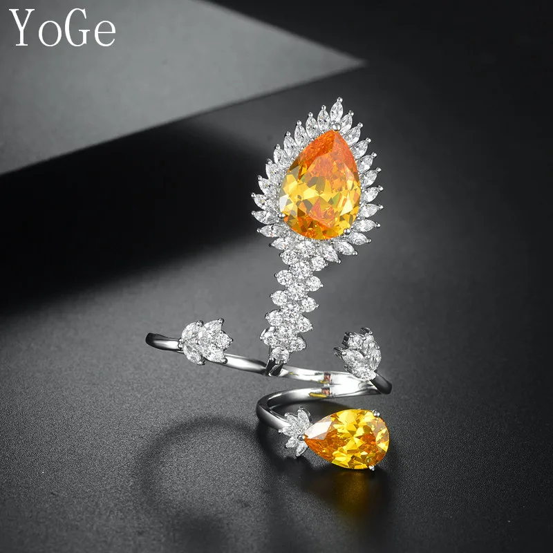 Ювелирные изделия YoGe для женщин модное кольцо R0107Y с фианитом в форме капли