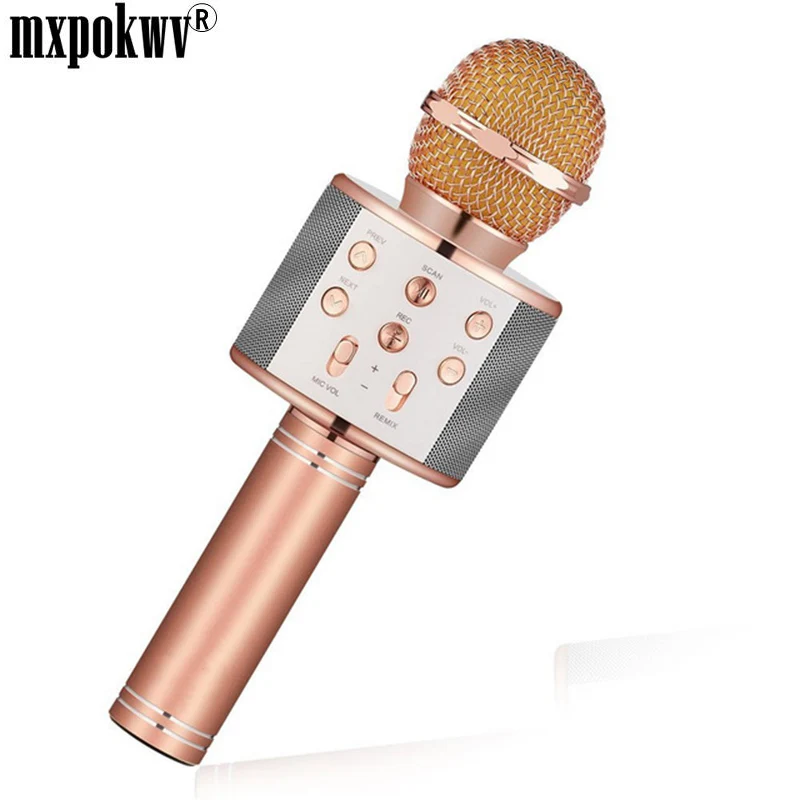 

Karaoke Microphone Wireless Bluetooth Speaker Handheld Music Player MIC Singing Recorder KTV Microphone Home Karaoke Mic