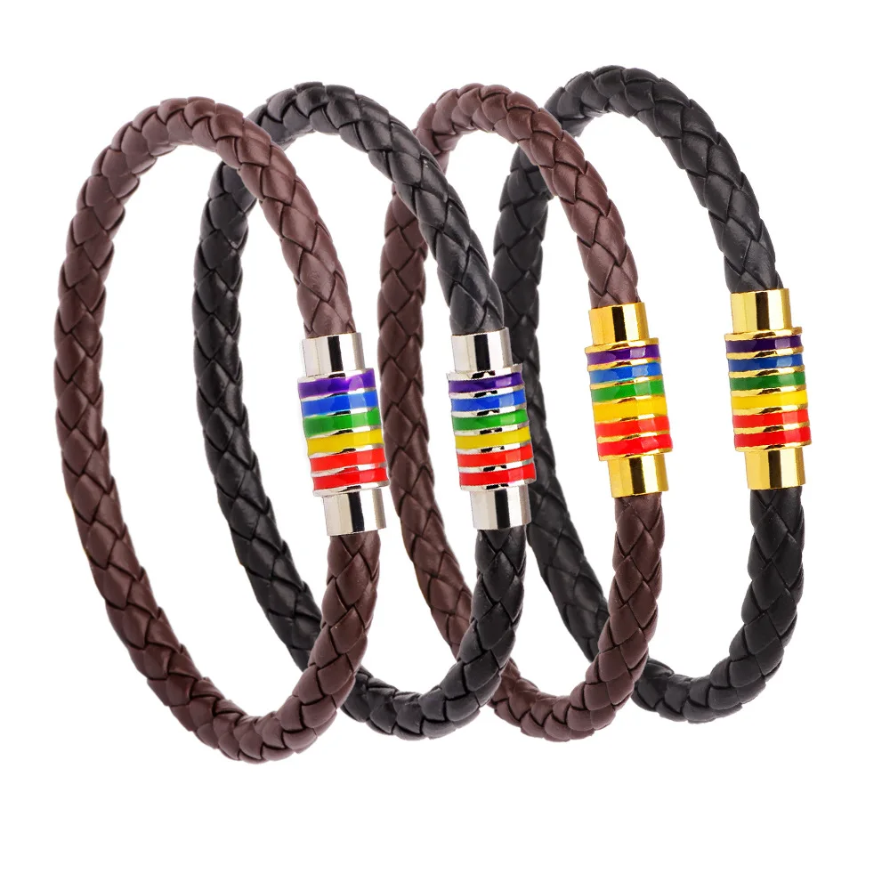 Rinhoo Black & Brown Leather Woven Magnetic Buckle Rainbow Pride Gay Bracelets Men Women Friendship Charm Bracelet Jewelry Gifts
Rinhoo Black & Brown Leather Woven Magnetic Buckle Rainbow Pride Gay Bracelets Men Women Friendship Charm Bracelet Jewelry Gifts