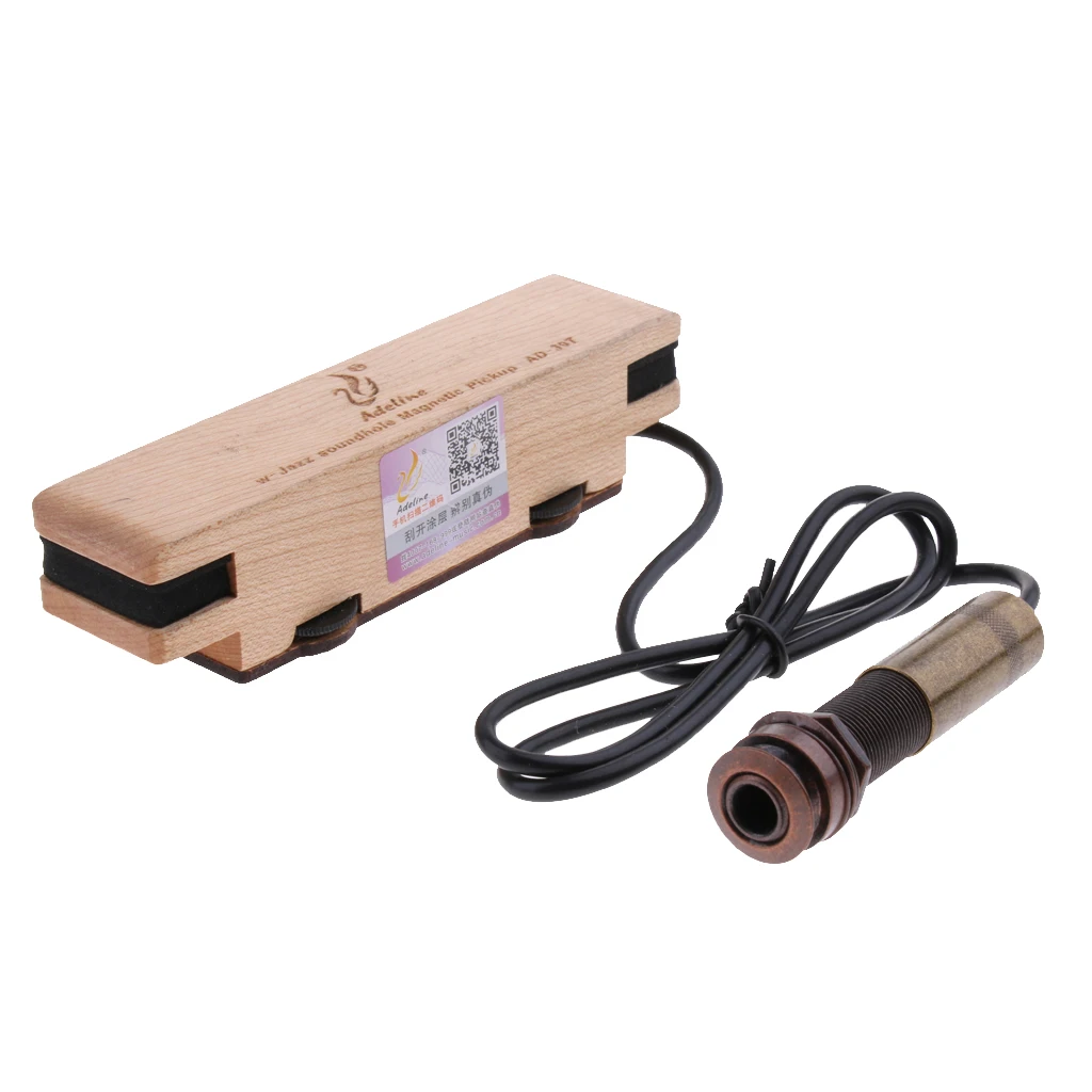 Ukulele Classical Guitar Sound Hole Pickup Preamp 2-Band EQ Equalizer Mahogany Tuner 10.5 x 2.5cm