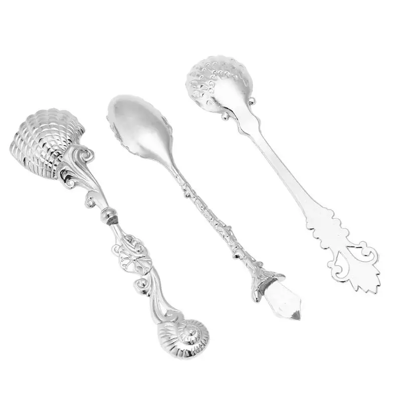 3pcs/set Vintage Coffee Ice Cream Spoon Metal Alloy Carved Dessert Candy Teaspoon Retro Table Decor Kitchen Tableware Supplies 3pcs/set Vintage Coffee Ice Cream Spoon Metal Alloy Carved Dessert Candy Teaspoon Retro Table Decor Kitchen Tableware Supplies