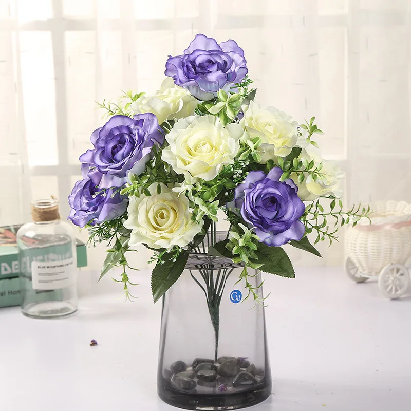 12 Head Flowers Artificial Rose Fake flower Silk leaf garden Red purple pink party decoration branch
12 Head Flowers Artificial Rose Fake flower Silk leaf garden Red purple pink party decoration branch