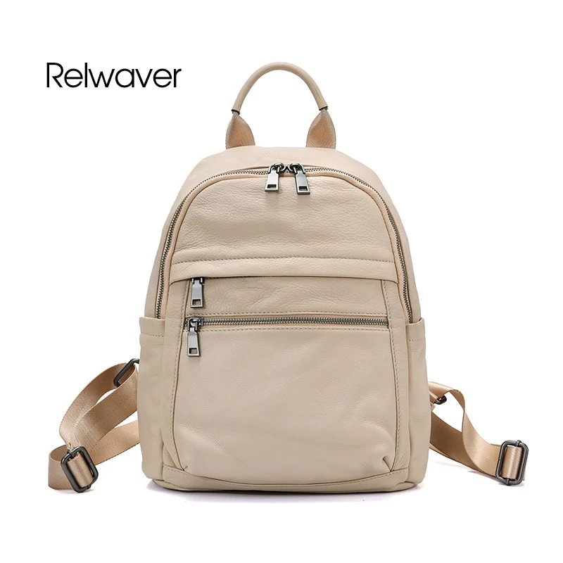 Relwaver leather backpack natural cow leather soft zipper school bags big capacity travel beige black blue men women backpack 
Relwaver leather backpack natural cow leather soft zipper school bags big capacity travel beige black blue men women backpack