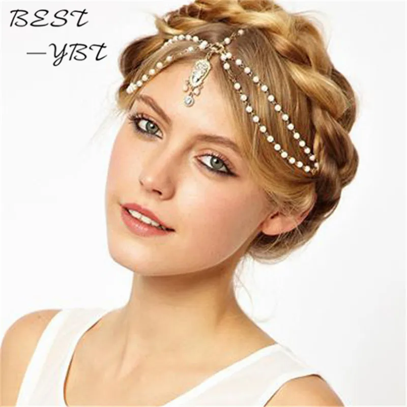 Bohemian Tassel Chain Headband Hair Band For Women Sequins Rhinestone Wedding Hair Accessories,3