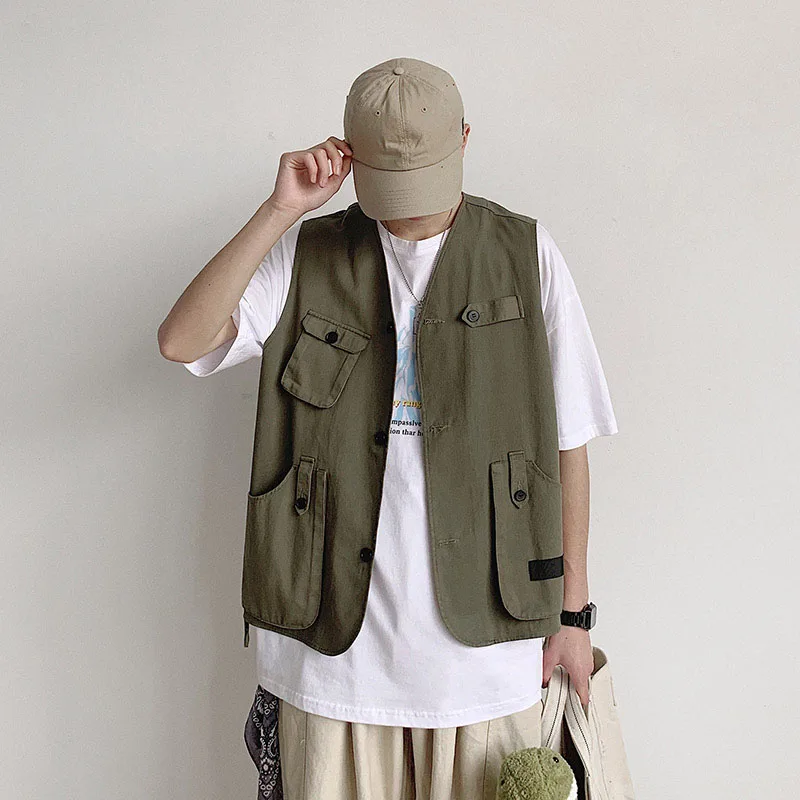 Summer Vest Armor Japanese Jacket Fashion Many pockets Streetwear Ins Hot Sale sleeveless Jacket Tactical Unloading Black Coat
Summer Vest Armor Japanese Jacket Fashion Many pockets Streetwear Ins Hot Sale sleeveless Jacket Tactical Unloading Black Coat