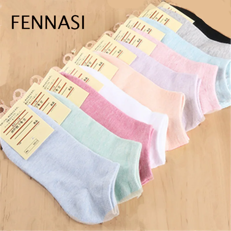 FENNASI/Женские Короткие Носки ярких цветов Забавные милые однотонные плюшевые