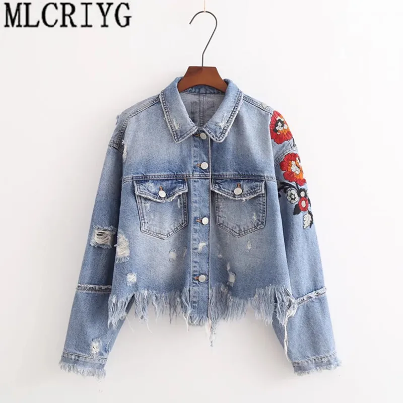 2019 Streetwear Denim Jacket for Women Short Jeans Jackets Loose Ripped Holes Floral Embroidery Spring Autumn Coats Tassel YQ231
2019 Streetwear Denim Jacket for Women Short Jeans Jackets Loose Ripped Holes Floral Embroidery Spring Autumn Coats Tassel YQ231