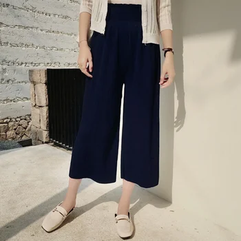 2018 Fashion Knited Pants Women High Waist Loose Solid Capris Elastic Waist Pleated Casual Trousers
2018 Fashion Knited Pants Women High Waist Loose Solid Capris Elastic Waist Pleated Casual Trousers