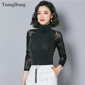 Women Autumn 2018 Turtleneck Lace Shirts Winter Sexy Mesh Shirt Ladies Long Sleeve blusones de mujer largos Tops koszula damska
Women Autumn 2018 Turtleneck Lace Shirts Winter Sexy Mesh Shirt Ladies Long Sleeve blusones de mujer largos Tops koszula damska