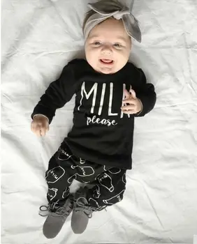 Fashion baby girl boy clothes Unisex cotton long-sleeved T-shirt pants 2PCS newborn baby boys girls clothing sets milk please
Fashion baby girl boy clothes Unisex cotton long-sleeved T-shirt pants 2PCS newborn baby boys girls clothing sets milk please