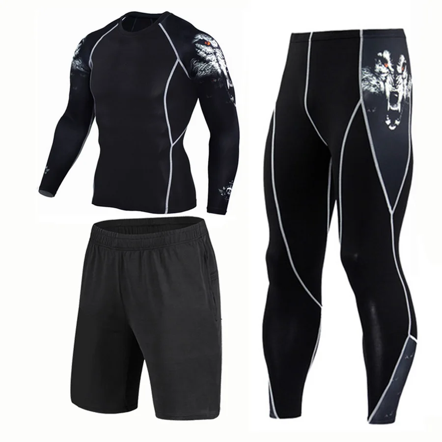 Men's Compression Jogger Suits Clothes Sports Set Long sleeve t shirt And Pants Gyms Fitness workout Tights clothing 3pcs/Sets
Men's Compression Jogger Suits Clothes Sports Set Long sleeve t shirt And Pants Gyms Fitness workout Tights clothing 3pcs/Sets