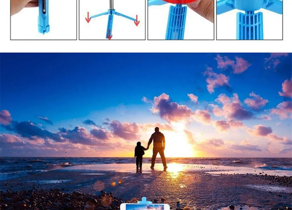 Roreta Handheld Bluetooth Selfie Stick Wireless Extendable Monopod Shutter Remote Foldable Mini Tripod For iPhone 8 X 7 6s Plus