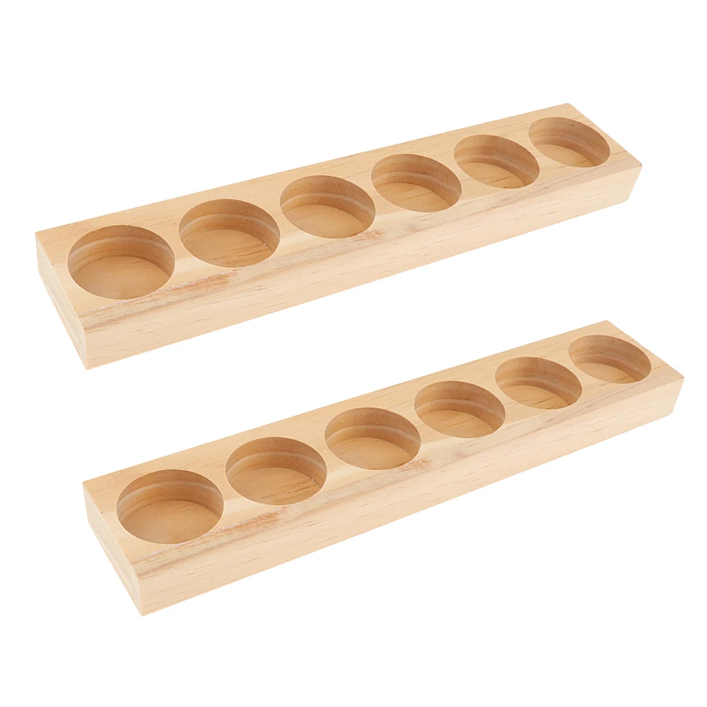 2pcs NATURAL WOOD Aromatherapy Perfume Essential Oil Display Storage Organizer Rack Stand Holder for 6pcs 15ml Bottles