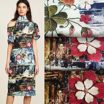 110CM Wide 19MM Floral Print Jacquard Stretch Blue Brown Silk Fabric Good for Summer Dress Skirt Shirt Pants JH041
110CM Wide 19MM Floral Print Jacquard Stretch Blue Brown Silk Fabric Good for Summer Dress Skirt Shirt Pants JH041