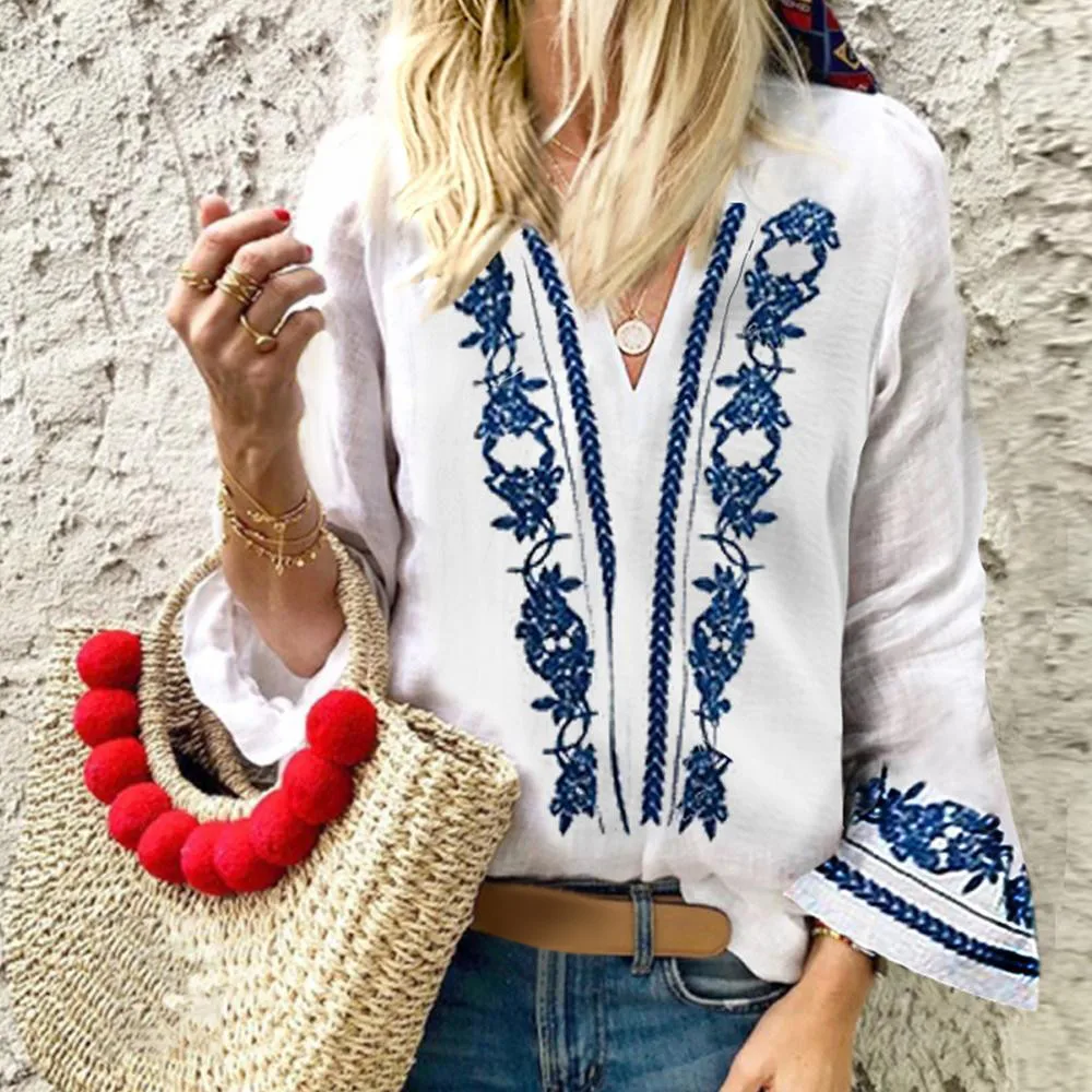 Womens Tops And Blouses 2018 Vintage Print Long Sleeve Blouse Streetwear Flare Sleeve Ladies Tops Tunic Women Fashion Clothing
Womens Tops And Blouses 2018 Vintage Print Long Sleeve Blouse Streetwear Flare Sleeve Ladies Tops Tunic Women Fashion Clothing