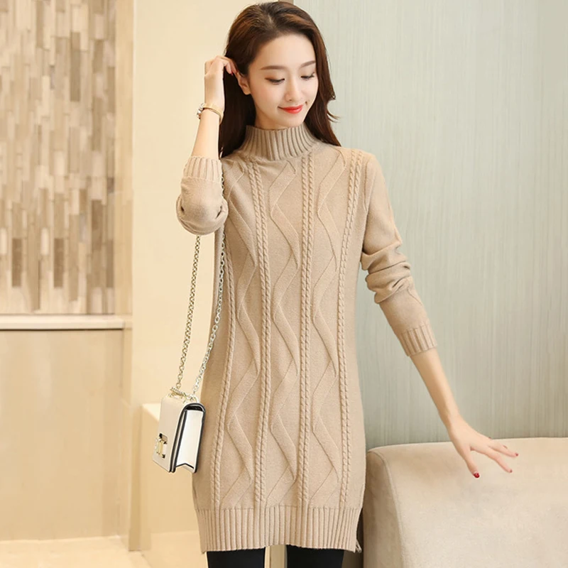 Women Winter Long Knitted Sweater Warm Thicken Solid Black White Female Turtleneck Ladies Casual Jumper Pullover
Women Winter Long Knitted Sweater Warm Thicken Solid Black White Female Turtleneck Ladies Casual Jumper Pullover