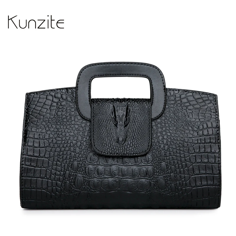 KUNZITE Women's Alligator Leather Handbag Daily Casual Portable Hand Bag For Ladies And Girls Black Messenger Shoulder Bag Bolsa
KUNZITE Women's Alligator Leather Handbag Daily Casual Portable Hand Bag For Ladies And Girls Black Messenger Shoulder Bag Bolsa