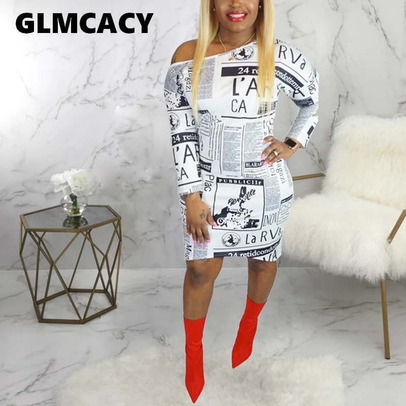 Plus Size Women Spring 2019 Dresses Long Sleeve Off Shoulder Newspaper Vintage Print Sexy Bodycon Bandage Club Night Midi Dress
Plus Size Women Spring 2019 Dresses Long Sleeve Off Shoulder Newspaper Vintage Print Sexy Bodycon Bandage Club Night Midi Dress