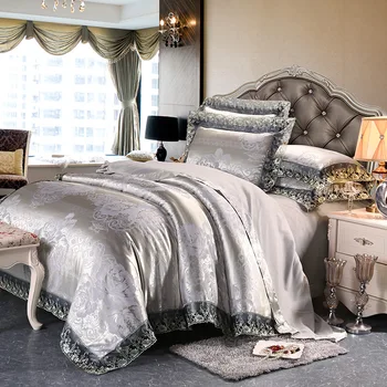 Luxury European style home bedding set Jacquard duvet cover set lace bed linens Wedding decoration golden flat sheet bed cover
Luxury European style home bedding set Jacquard duvet cover set lace bed linens Wedding decoration golden flat sheet bed cover