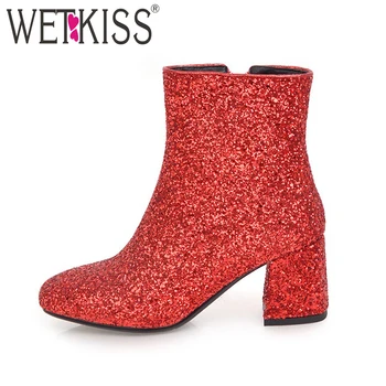 WETKISS 2018 Bling Bling Upper Ladies Ankle Boots Sequined Fashion Women Shoes Zipper Thick High Heels Square toe Winter Boots
WETKISS 2018 Bling Bling Upper Ladies Ankle Boots Sequined Fashion Women Shoes Zipper Thick High Heels Square toe Winter Boots