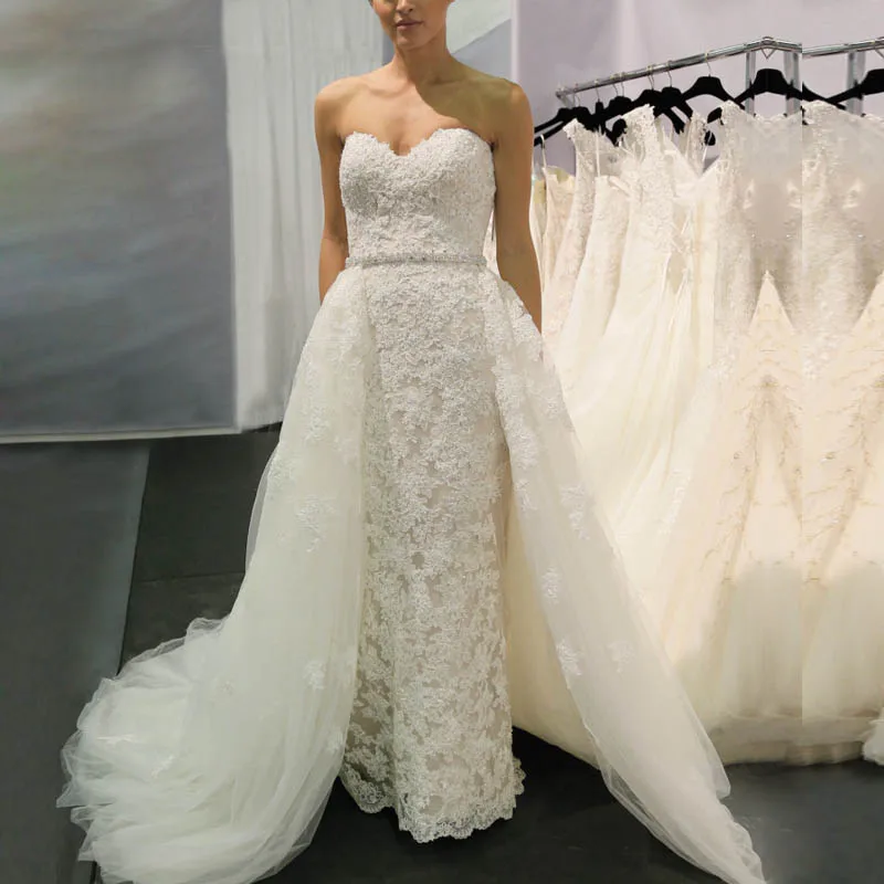 Lover Kiss Vestido De Noiva Glamorous 2 in 1 Wedding Dress With Detachable Train Sweetheart Mermaid Bridal Gowns robe de mariee
Lover Kiss Vestido De Noiva Glamorous 2 in 1 Wedding Dress With Detachable Train Sweetheart Mermaid Bridal Gowns robe de mariee