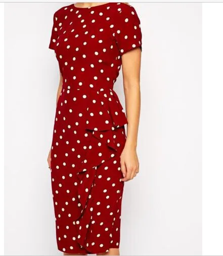 2015 New Fashion Summer Dress Black Red Retro Polka Dot Short Sleeve Slim Pencil Dress Elegant Lady Bodycon Vestidos Plus Size
2015 New Fashion Summer Dress Black Red Retro Polka Dot Short Sleeve Slim Pencil Dress Elegant Lady Bodycon Vestidos Plus Size