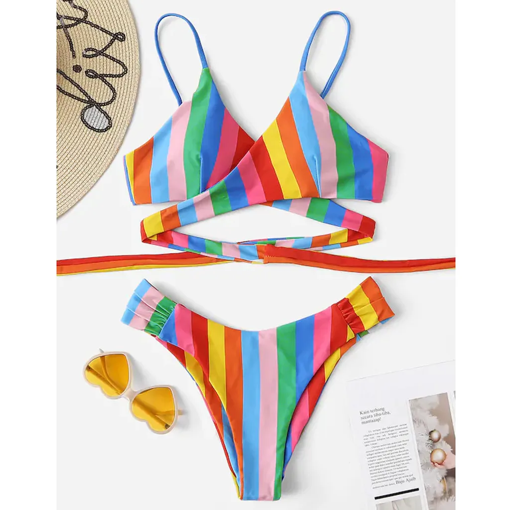 Rainbow Stripes Print Bikini Set 2019 New Women's Swimming Suit Sexy Cross Strap Bandage Swimwear Swimsuit Bathing Suit #T
Rainbow Stripes Print Bikini Set 2019 New Women's Swimming Suit Sexy Cross Strap Bandage Swimwear Swimsuit Bathing Suit #T