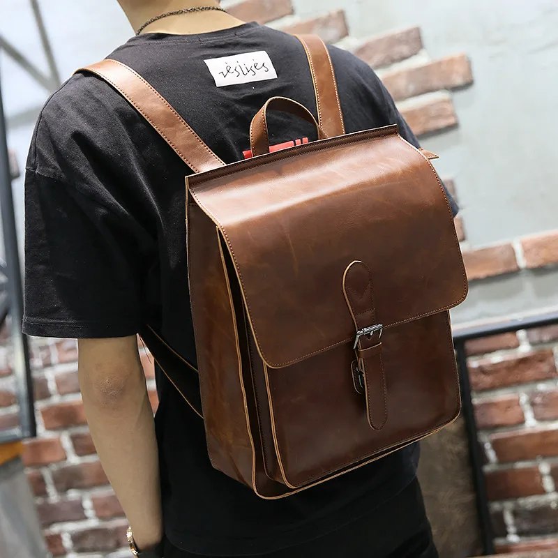 New Vintage Men Hasp Backpack England Style Fashion Retro Crazy Horse PU Leather Backpacks Men's Bag Mochila Male Bolsa Sac
New Vintage Men Hasp Backpack England Style Fashion Retro Crazy Horse PU Leather Backpacks Men's Bag Mochila Male Bolsa Sac