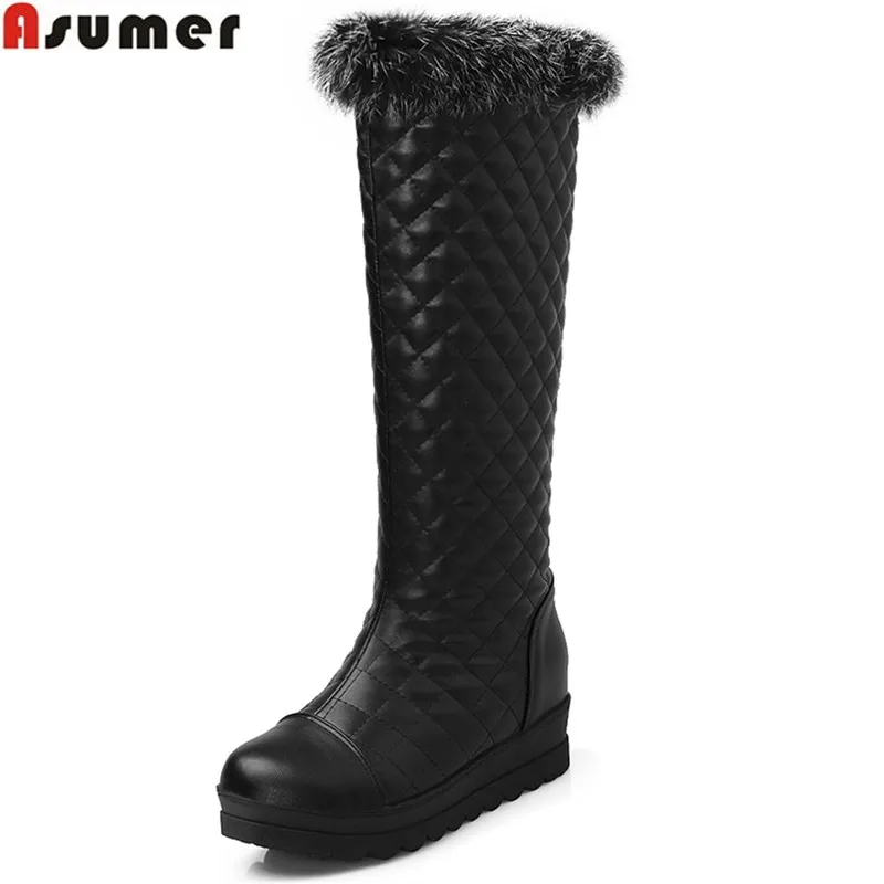 ASUMER new women boots fashion black white ladies snow boots simple comfortable knee high boots Keep warm height increasing
ASUMER new women boots fashion black white ladies snow boots simple comfortable knee high boots Keep warm height increasing
