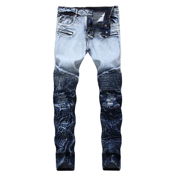 Zipper stretch Men Slim fit Knee Pleated Stitching Straight Denim jeans Pants Streetwear Ripped Motorcycle Hip Hop Biker Jeans
Zipper stretch Men Slim fit Knee Pleated Stitching Straight Denim jeans Pants Streetwear Ripped Motorcycle Hip Hop Biker Jeans