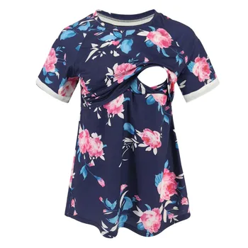 Women Pregnant Nusring Maternity Short Sleeve Stripe Print Floral Blouse Tops(Blue )
Women Pregnant Nusring Maternity Short Sleeve Stripe Print Floral Blouse Tops(Blue )