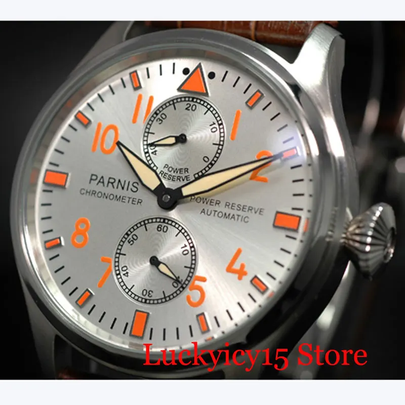 Fashional PARNIS 47mm Automatic Men's Watch Power Reserve Indicator Brushed Case Luminous Hand
Fashional PARNIS 47mm Automatic Men's Watch Power Reserve Indicator Brushed Case Luminous Hand