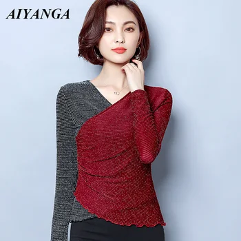 2018 Mesh Under Shirt Tops Women Autumn Winter Slim Elasticity long Sleeve T-shirt V Neck Patchwork Fashion Tops Female
2018 Mesh Under Shirt Tops Women Autumn Winter Slim Elasticity long Sleeve T-shirt V Neck Patchwork Fashion Tops Female