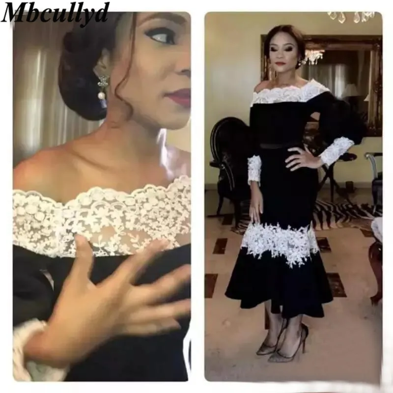 Mbcullyd Ankle Length Mermaid Mother of the Bride Dress White Applique Lace Formal Black Evening Party Gowns With Long Sleeves
Mbcullyd Ankle Length Mermaid Mother of the Bride Dress White Applique Lace Formal Black Evening Party Gowns With Long Sleeves