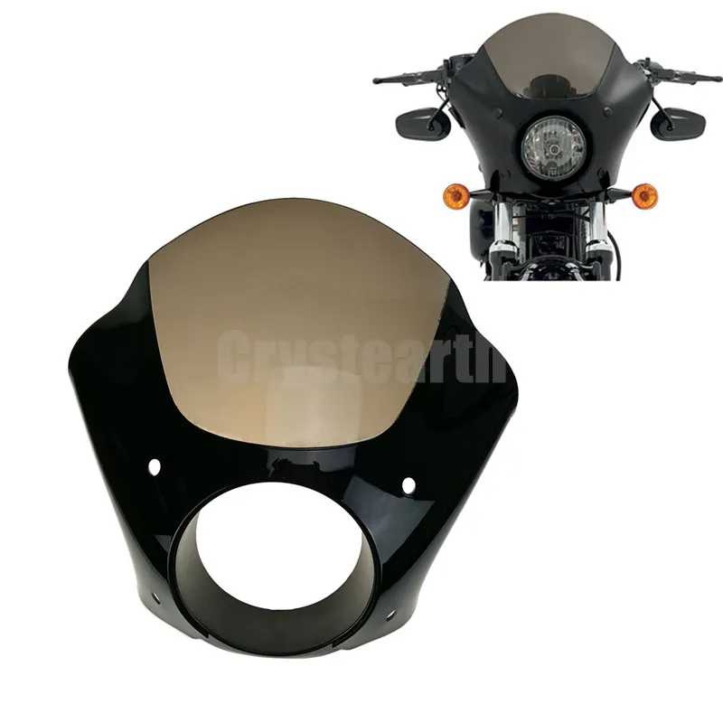 

Headlamp Visor Cowl Headlight Fairing Mask + Trigger Lock Mount Kit For Harley Sportster 883 1200 Dyna Super Glide Low Rider C/5