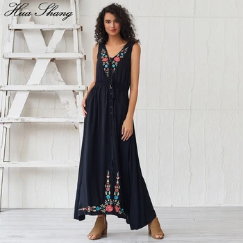 Cotton Dress Women Summer V Neck Sleeveless Embroidery Floral Bohemian Dress White Black Split Front Ladies Tunic Beach Dresses
Cotton Dress Women Summer V Neck Sleeveless Embroidery Floral Bohemian Dress White Black Split Front Ladies Tunic Beach Dresses