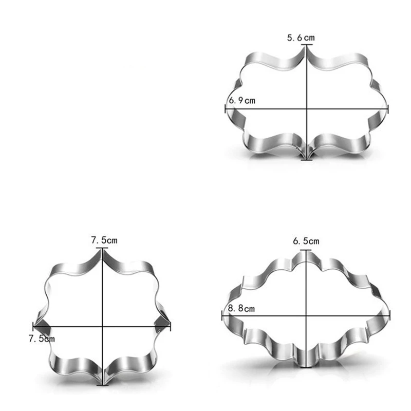 3pcs/set Blessing Frame Wedding Stainless Steel Cookie Cutters 3D HTB