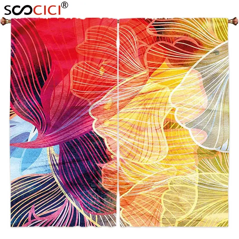 Window Curtains Treatments 2 Panels,Retro Abstract Watercolor Artwork Fantastic Elements Natural Waved Creative Composition
Window Curtains Treatments 2 Panels,Retro Abstract Watercolor Artwork Fantastic Elements Natural Waved Creative Composition