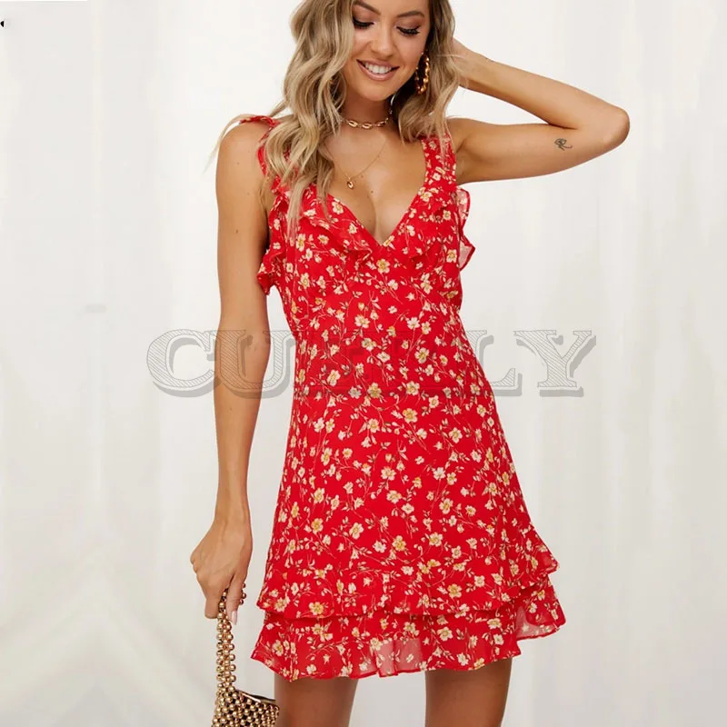 Cuerly 2019 Elegant ruffle short dress women Chiffon party strap beach casual dress female Cute cool daily sundress vestidos
Cuerly 2019 Elegant ruffle short dress women Chiffon party strap beach casual dress female Cute cool daily sundress vestidos
