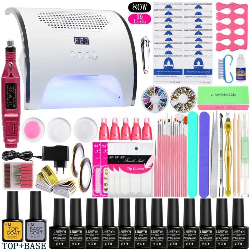 Nail Set 12 Colors UV Gel Nail Art Tools Manicure Pedicure Tools Set 80W UV LED Lamp Dryer + Art Salon Suction Dust Collector
Nail Set 12 Colors UV Gel Nail Art Tools Manicure Pedicure Tools Set 80W UV LED Lamp Dryer + Art Salon Suction Dust Collector