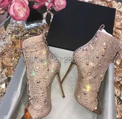 Newest Rhinestone Lady Peep Toe Ankle Boots Sexy Fashion High Heels Cut-outs Summer Sandals Boots Crystal Embesllished Shoes
Newest Rhinestone Lady Peep Toe Ankle Boots Sexy Fashion High Heels Cut-outs Summer Sandals Boots Crystal Embesllished Shoes