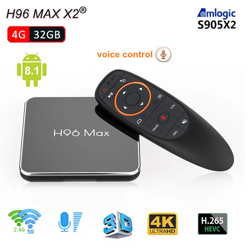H96 max x2 set top smart tv box DDR4 Android 8.1 Amlogic S905X2 4GB Ram 32GB Rom 2.4G/5G Wifi H.265 4K media player Google Voice
H96 max x2 set top smart tv box DDR4 Android 8.1 Amlogic S905X2 4GB Ram 32GB Rom 2.4G/5G Wifi H.265 4K media player Google Voice