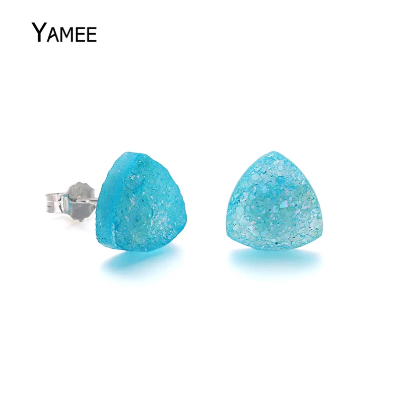 Fresh Cute 925 Sterling Silver Stud Earrings Triangle Natural Stone Druzy Crystal Cabochon Earring Girl Women Charms Vintage
Fresh Cute 925 Sterling Silver Stud Earrings Triangle Natural Stone Druzy Crystal Cabochon Earring Girl Women Charms Vintage