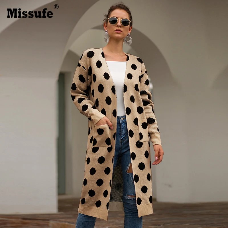 Missufe Autumn Winter Cardigans Sweaters Loose Polka Dot Warm Jumpers Kintted Pocket Long Sweaters Coats Women Casual Sweater
Missufe Autumn Winter Cardigans Sweaters Loose Polka Dot Warm Jumpers Kintted Pocket Long Sweaters Coats Women Casual Sweater