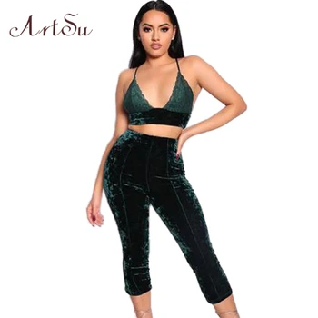 ArtSu Fashion Velvet Lace Women Two Piece Set Solid Jumpsuit Romper Sexy Deep V Neck Crop Top Cami Pant Sets Overalls ASSU30128
ArtSu Fashion Velvet Lace Women Two Piece Set Solid Jumpsuit Romper Sexy Deep V Neck Crop Top Cami Pant Sets Overalls ASSU30128